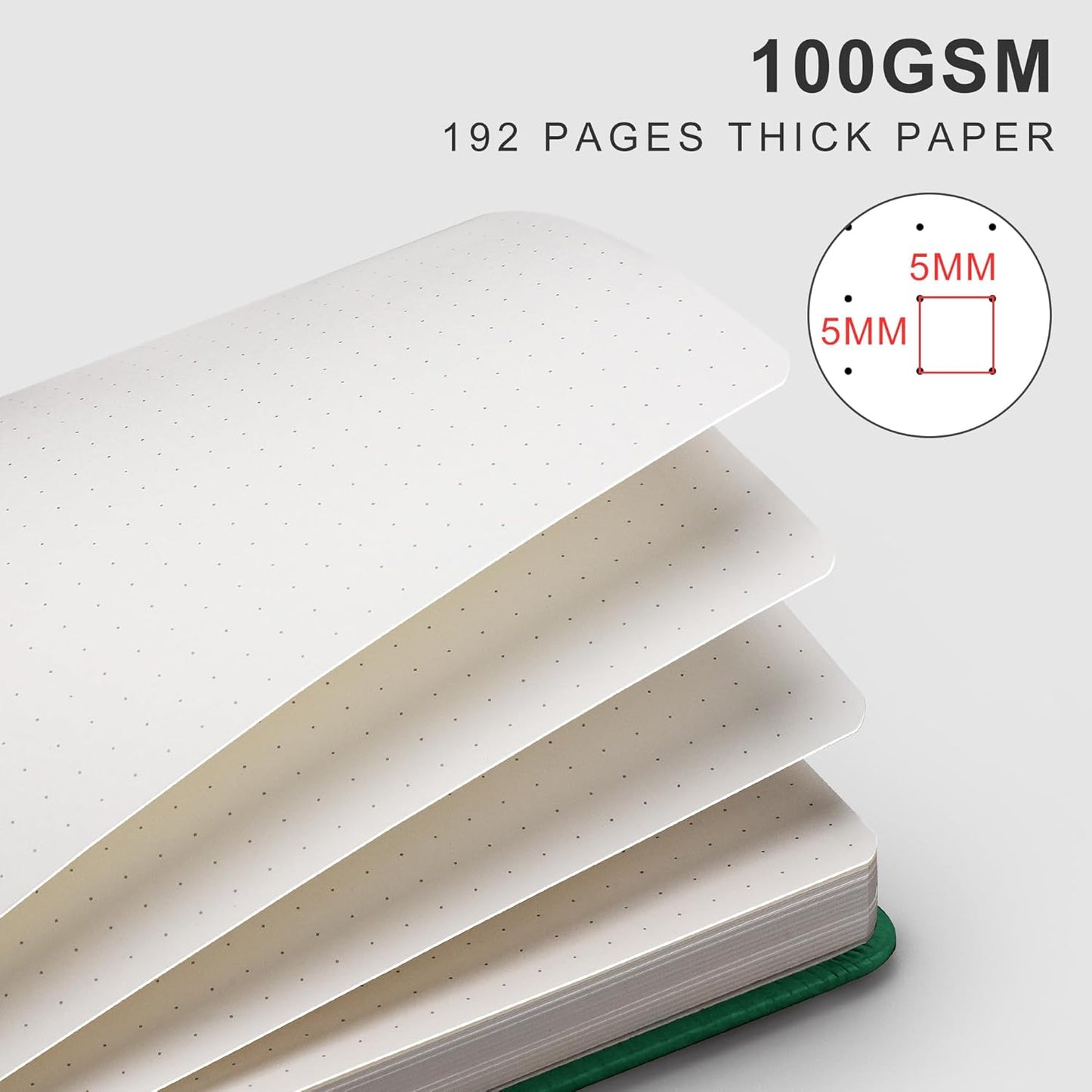 EMSHOI Dotted Journal, 8.5" x 11" Hardcover Leather Journal for Women Men, 192 Pages 100 GSM Dot Grid Notebook, Dotted Notebook for Work, A4 Large Journals for Writing, Bullet Journaling, Dark Green