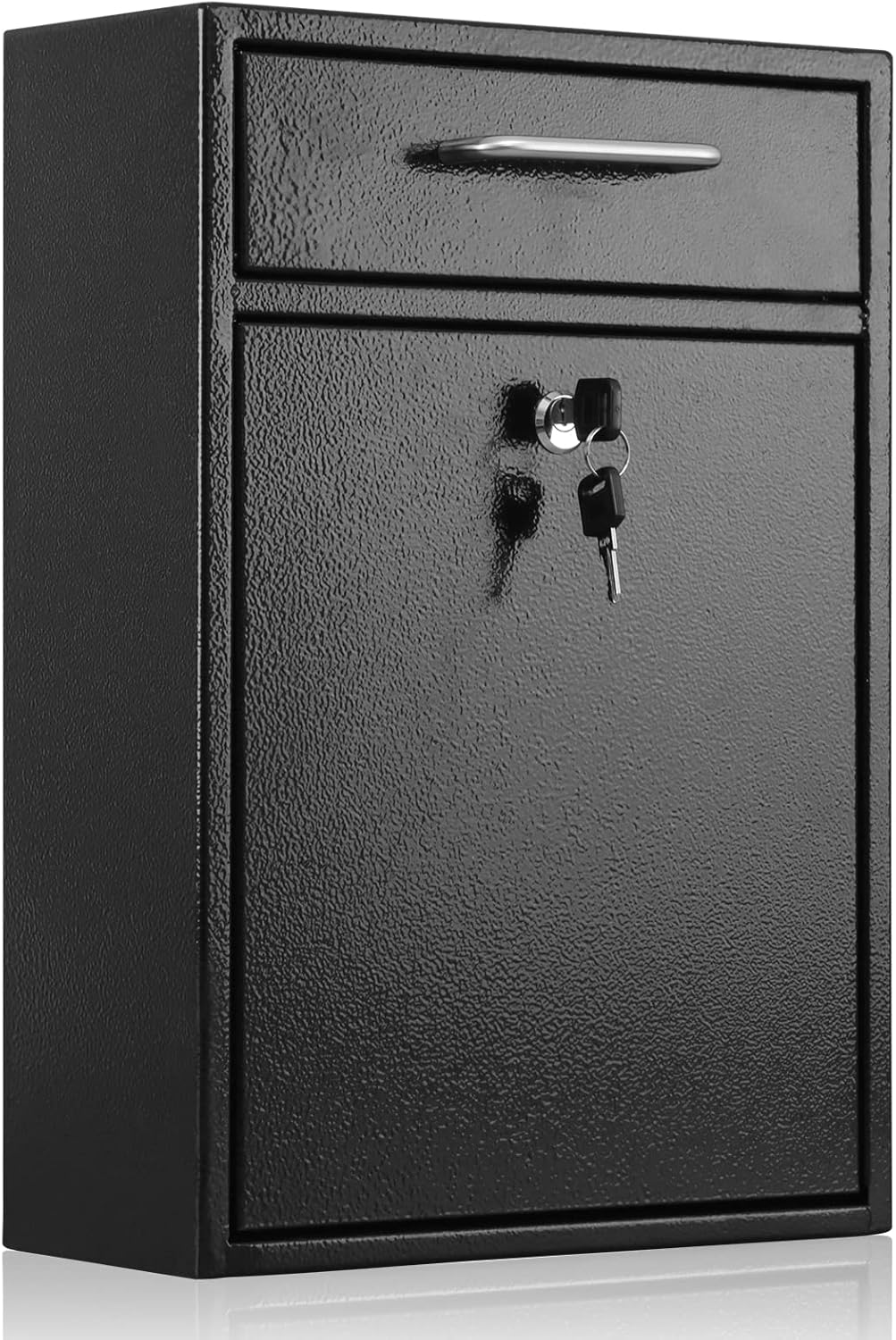 xydled Metal Mailbox Wall Mount, Large Locking Mailbox with Key Lock, Hanging Secure Postbox, Security Key Drop Box, Collection Boxes, Black, 17.6H x 12.2L x 5.7W Inches, XL Large