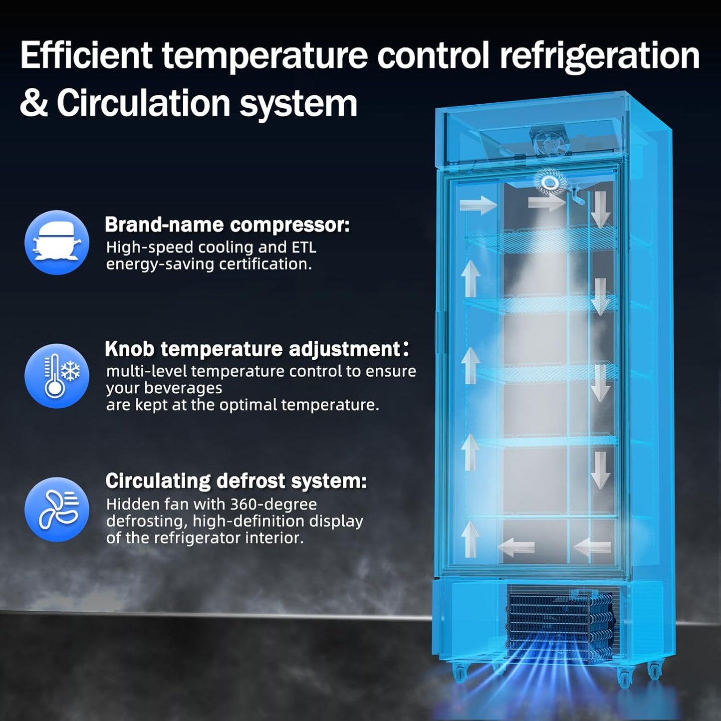 Commercial Beverage Refrigerator 15 Cu.ft. with Glass Door Display Merchandiser Fridge ETL Drink Cooler for Bars,Restaurants, Convenience Stores, Supermarkets and Offices
