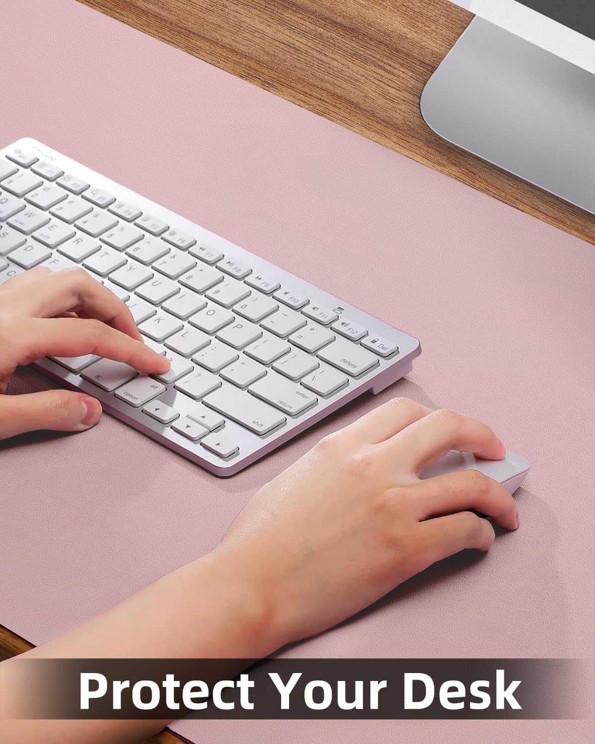 Non-Slip Desk mat,PU Leather Desk Pad Protector, Office Desk Mat, Large Mouse Pad,Desk Blotter, Laptop Desk Pad, Waterproof Desk Writing Pad for Office and Home (Rose Pink, 40" x 17")