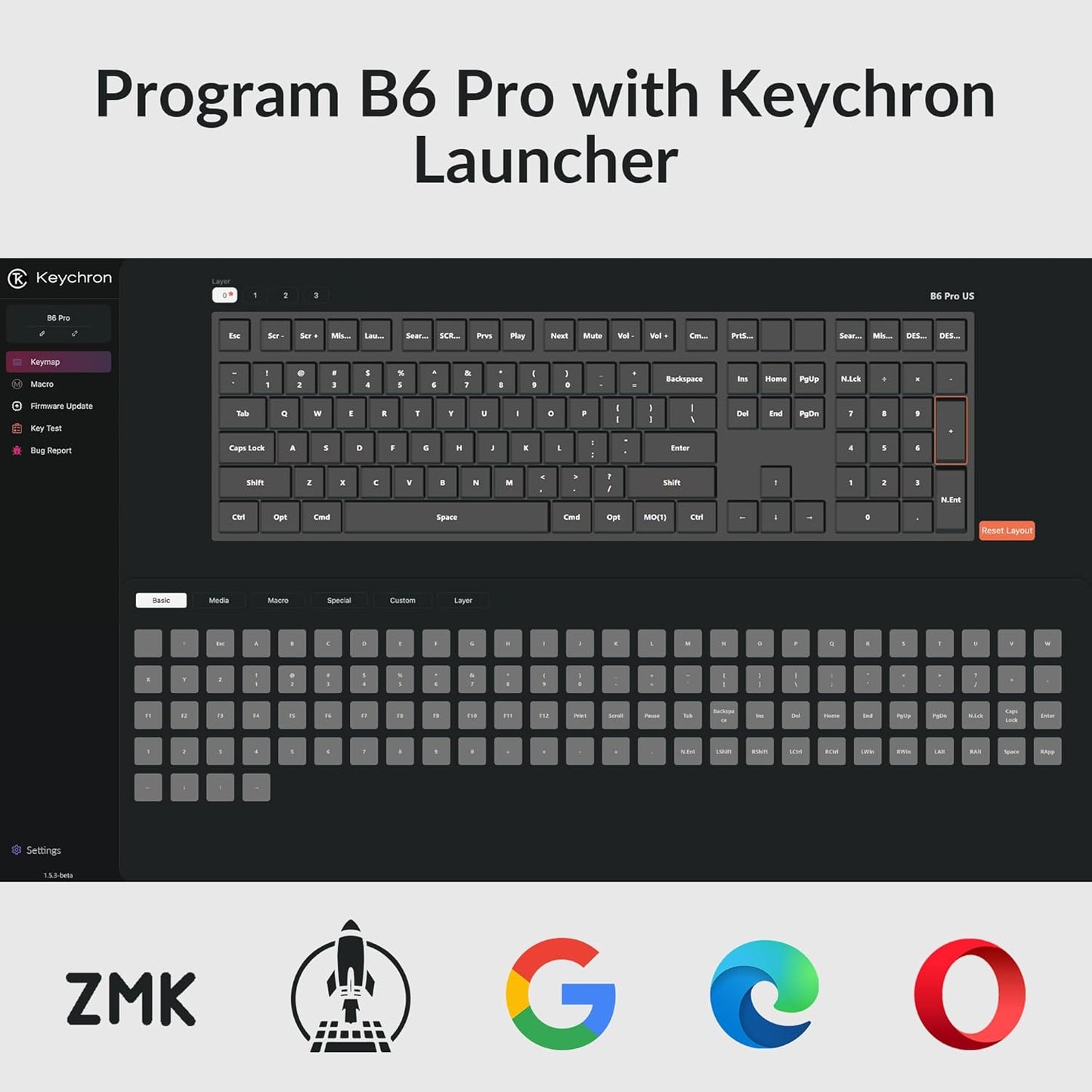 Keychron B6 Pro Ultra-Thin Wireless Keyboard, Full-Size ZMK with Numeric Keypad Quiet Typing, 2.4 GHz/Bluetooth 5.2/Wired Connection Long Battery Life, Compatible with Mac Windows Linux - Ivory White