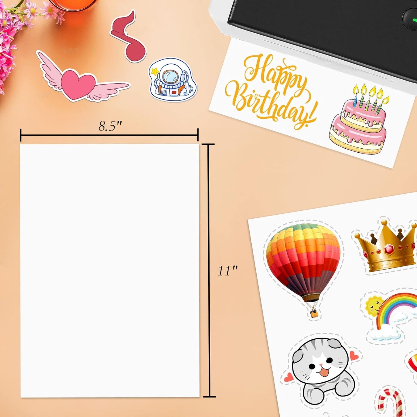 500 Full Sheet Stickers, 8.5" x 11", 500 Labels