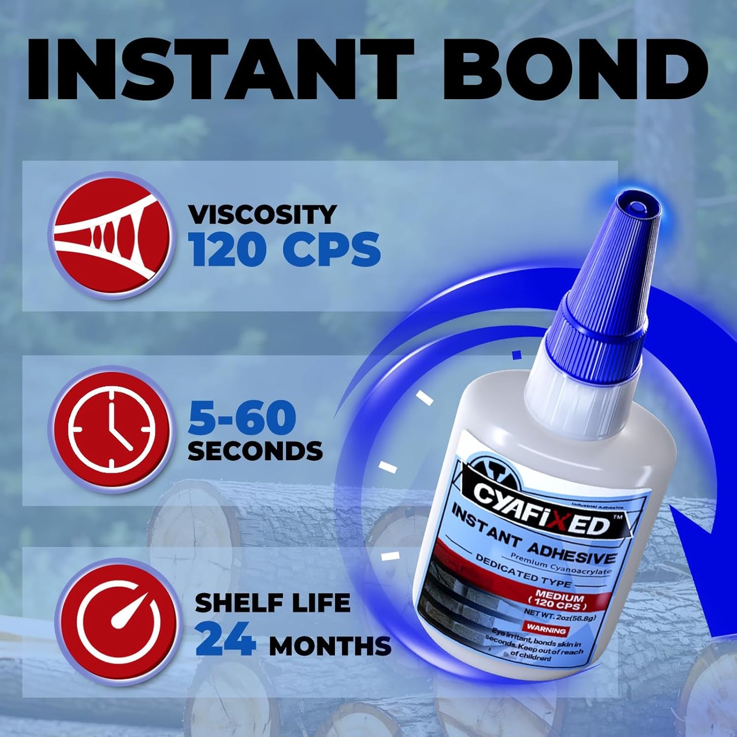 Wood Super Glue 113.6g 4oz, Clear Instant Medium Cyanoacrylate Adhesive Liquid for Woodworking Wooden Crafts Furniture Repairs, All Purpose Strong CA Glue for Metal Glass Plastic Ceramic Leather