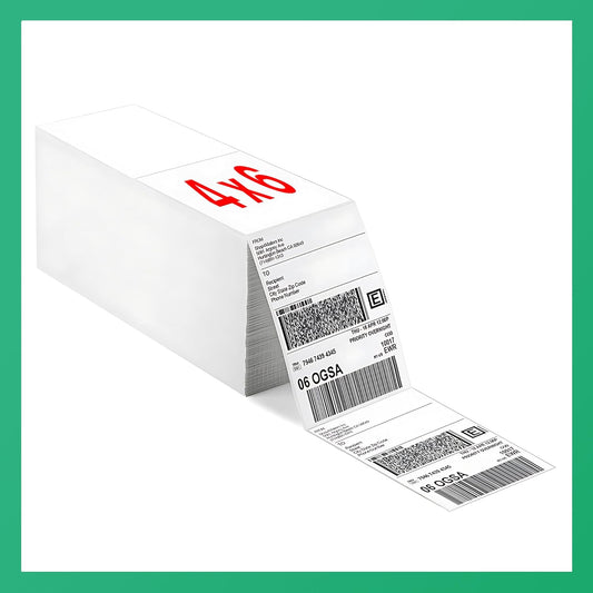 Fanfold 4 x 6 inch Thermal Labels Stack Direct White Strong Adhesive Perforated Postage Shipping Printer Compatible with Zebra SNBC Epson Rollo (3000, Fanfold)