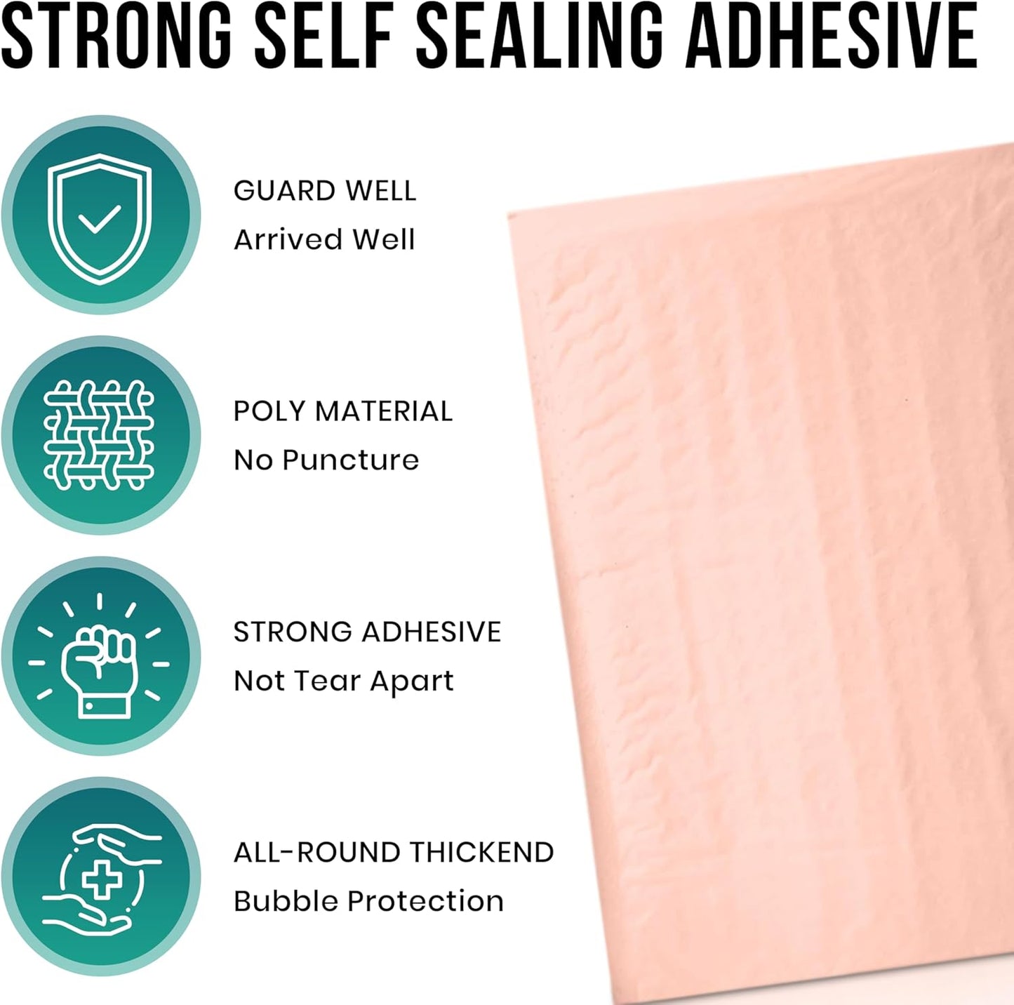 Levex - #0000 4" x 6" [10 Pack] Light Pink Poly Bubble Mailers, Padded Envelope Mailers, Packing Envelope & Mailing Bags for Shipping