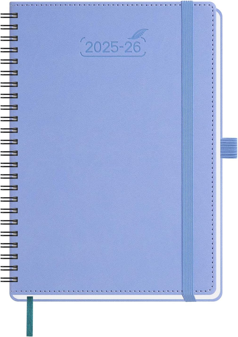 BEZEND Planner 2025-2026 Weekly and Monthly, 5.8" x 8.5" Academic Calendar (Jul 25-Dec 26) Vertical Daily Appointment with Hourly Timeslot & Monthly Tab, Spiral, PU Leather Softcover - Cornflower