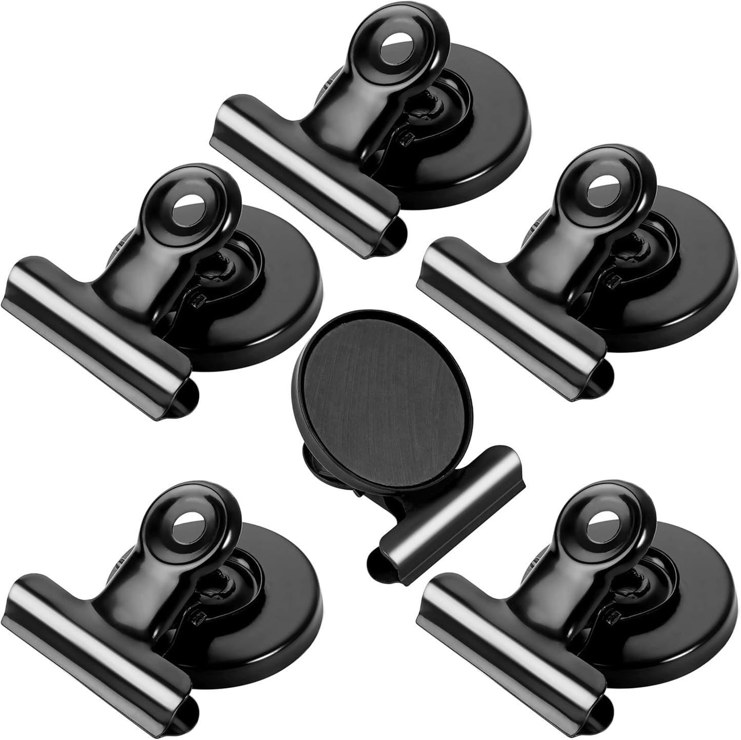 VNDUEEY 6 Pack Refrigerator Magnets Fridge Magnets, Black Magnetic Clips Whiteboard Magnets, Magnet Clips for Home and Office List Display