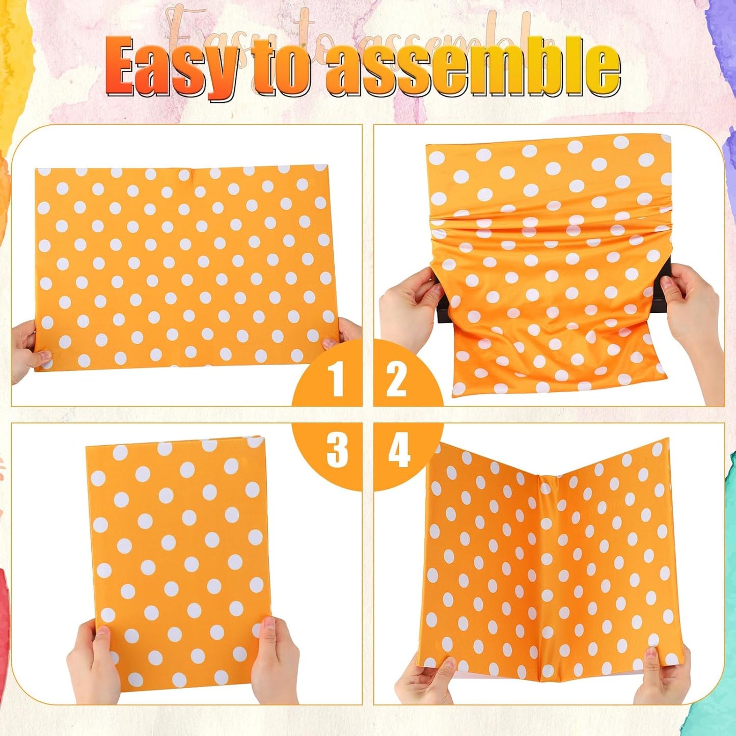 Yexiya 6 Pcs Stretchable Book Cover Jumbo Fabric Book Covers Colorful Pattern Book Protector Washable Reusable Protective Textbook Cover for Hardcover Textbooks up to 9 x 11 in (Dot Pattern)