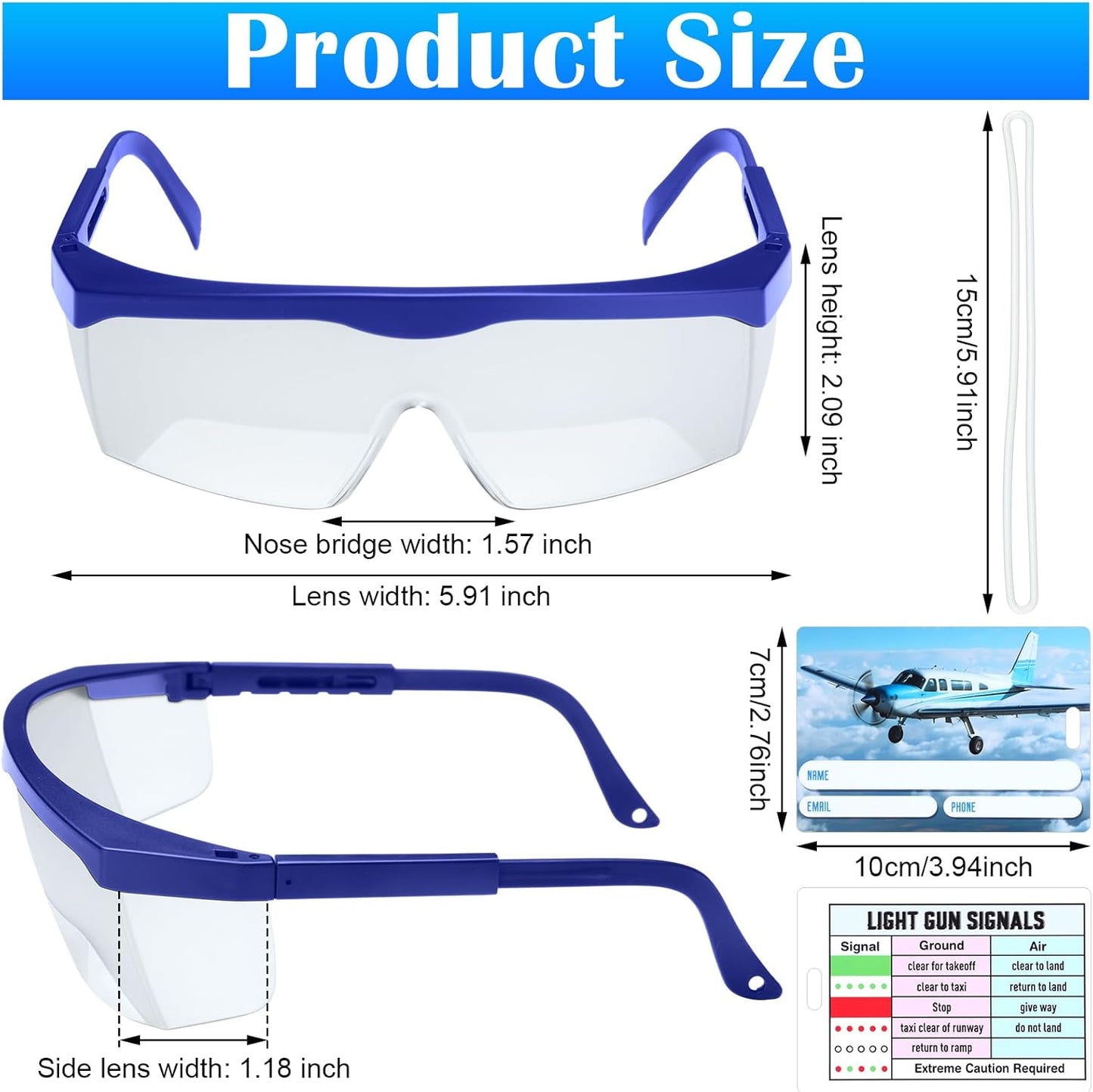Aviation Flight Training Glasses Adjustable View Limiting Goggles Device with Glasses Box and Tag (Blue)