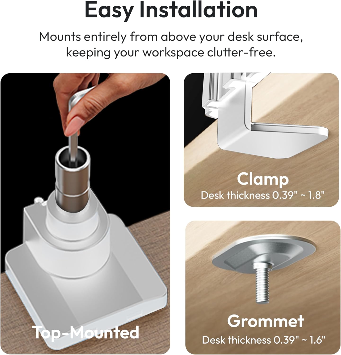 Pixio PS2S Titan White Ultrawide Mega Heavy-Duty Premium Single Monitor Arm Stand fits up to 57 inch Monitors Holds up to 59.4lbs VESA Compatible Integrated Cable Management