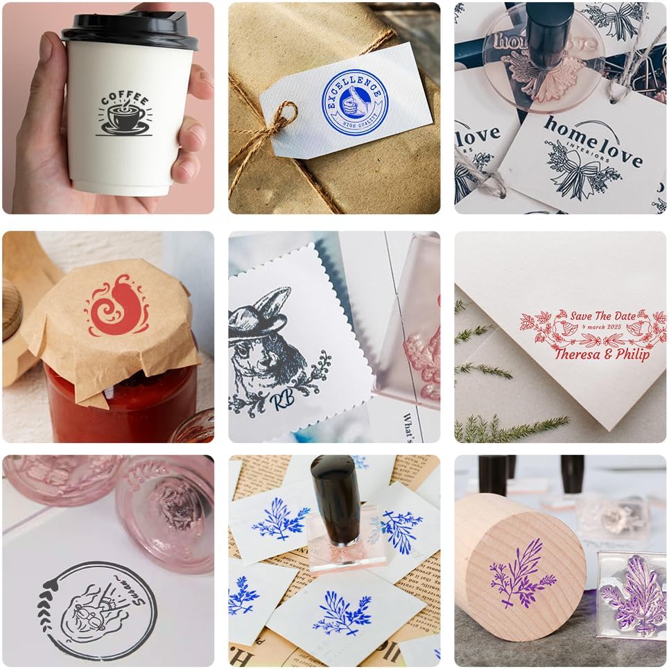 Personalized Logo/Address/Name Stamps -Custom Wooden Rubber Stamp, Multiple Sizes Stamps for Business (Round Stamp)