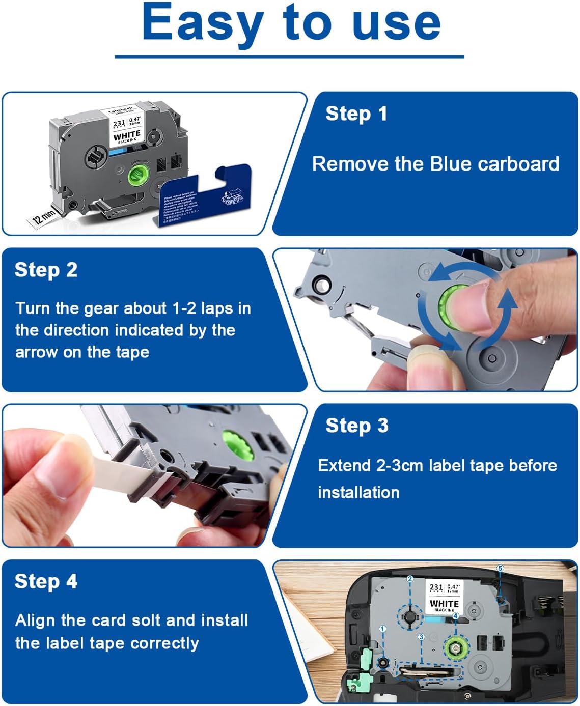 18mm 0.7" Tape Laminated White Compatible with P Touch Label Tape TZe-241 TZ241 TZe241 Refills for Ptouch PT-D410 PT-D400 PT-D600 Label Maker (Black on White, 3-Pack)