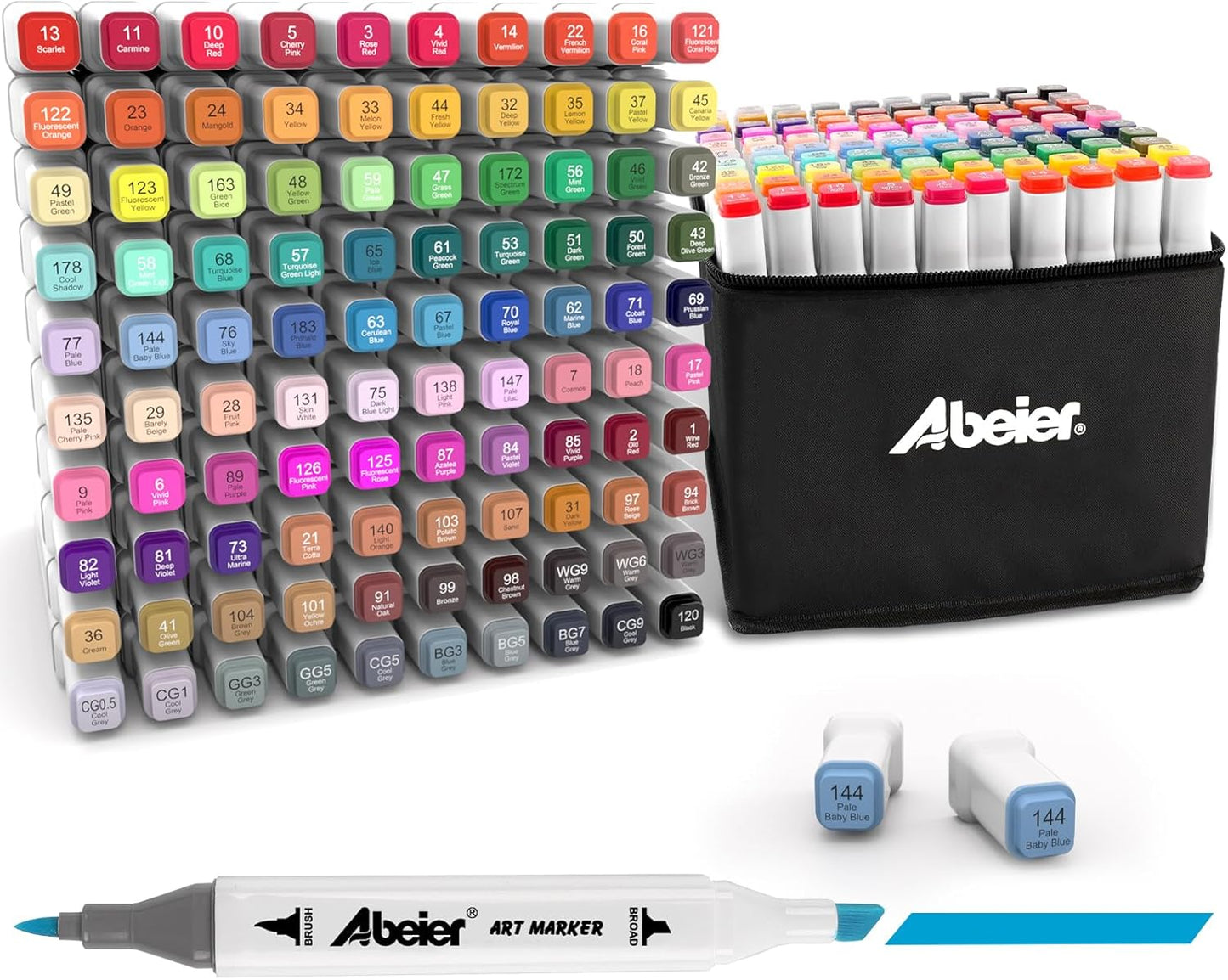 100 Colors Alcohol Markers Set, Dual Tips Blender Art Marker for Drawing, Permanent Sketch Markers for adult coloring, Alcohol Based, Adults Coloring and Artist Illustration.(BRUSH TIP)