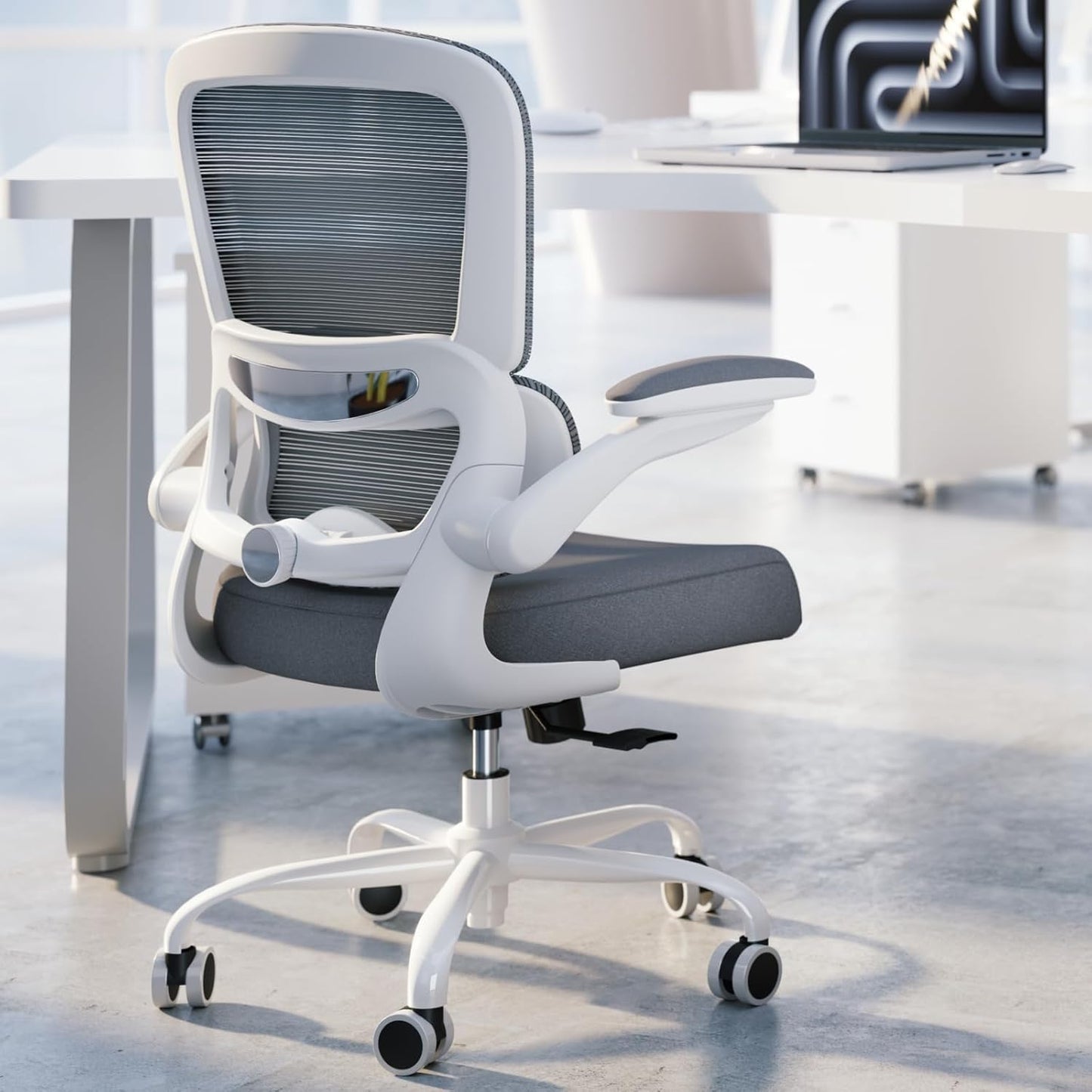 TRALT Office Chair - Ergonomic Desk Chair with Adjustable Lumbar Support, Mesh Computer Chair, Executive Chairs for Home Office Comfortable Lumbar Support (White)