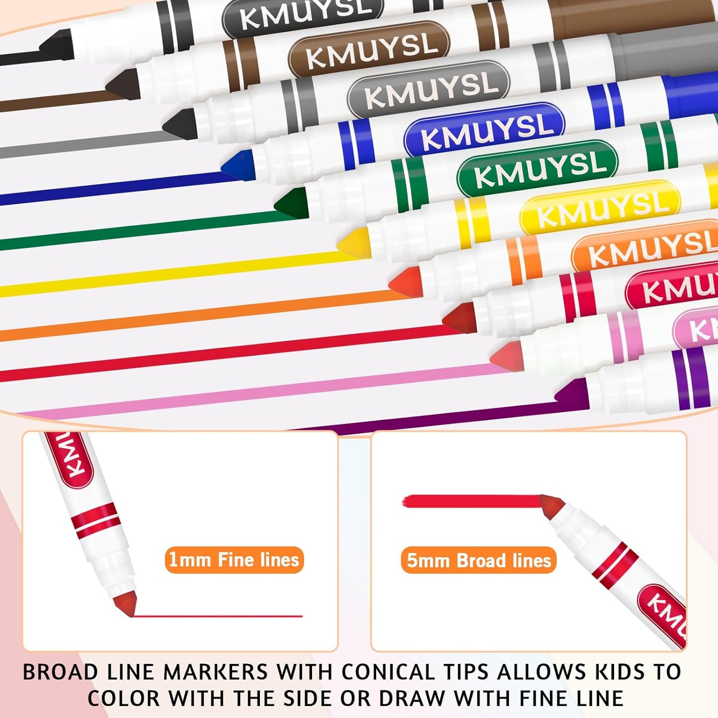 KMUYSL 160 Count Washable Markers Bulk, 10 Assorted Colors - Broad Line Conical Tip Coloring Markers for Kids, School Art Supplies & Back to School Supplies, Teacher Classroom Must Haves