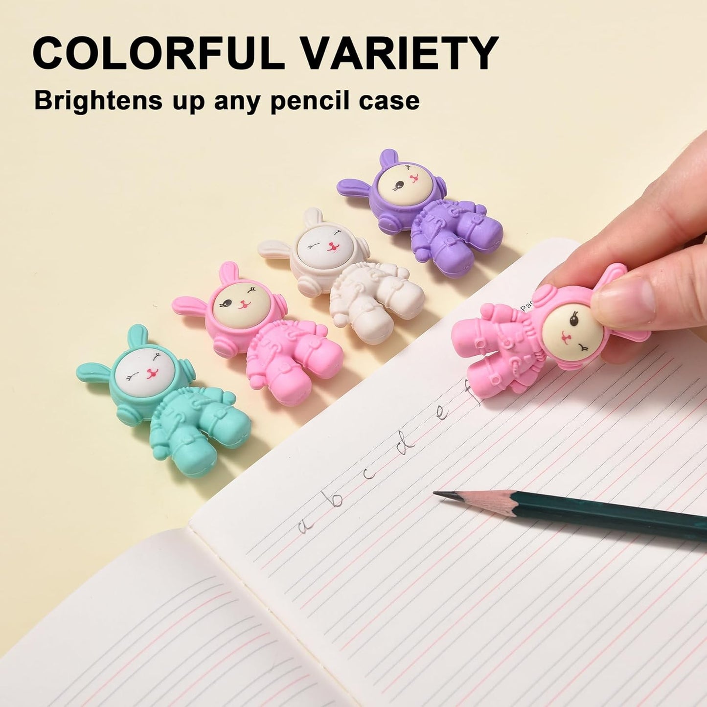 20Pcs Outer Space Themed Erasers for Kids Bulk, Cute Rabbit Astronaut Buddy Eraser Spaceman Erasers for School Classroom Supplies Party Favors