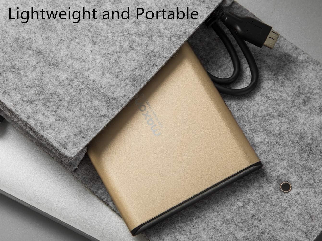Maxone 160GB External Hard Drive Portable 2.5'' Ultra Slim HDD Storage USB 3.0 Compatible with PC, Laptop, Gold
