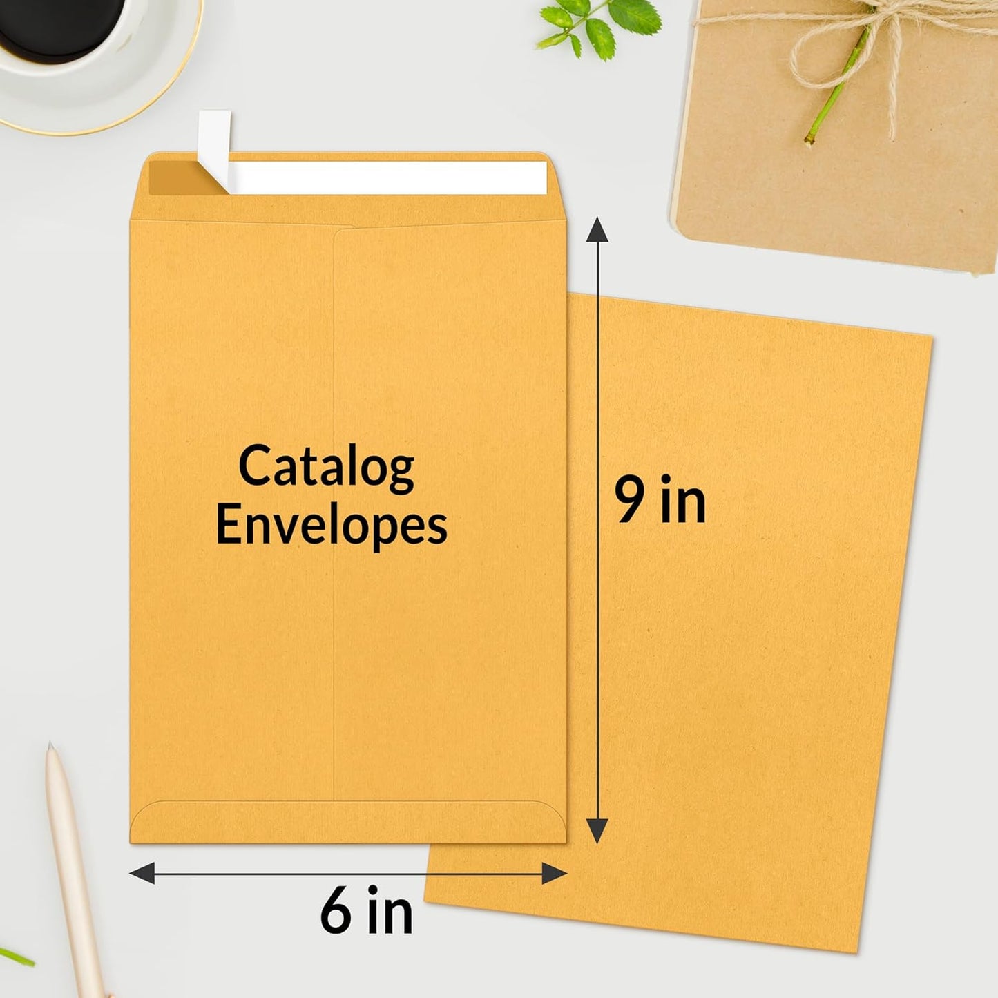 SUNEE 6x9 Envelopes Self-Seal Catalog Mailing Envelopes -100 Count, Ultra Strong Quick-Seal, 6x9 inch Brown Kraft Manila Envelopes Security Envelopes