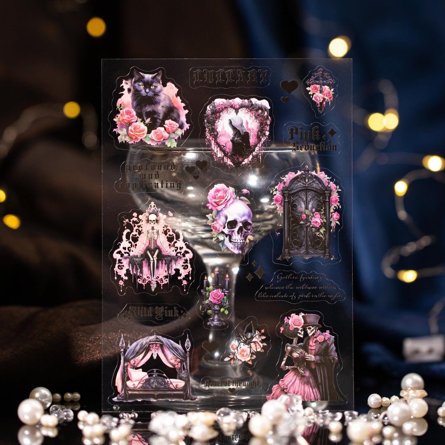 Gothic PET Scrapbook Stickers Set, 12PCS Pre-Cut Ephemera for Scrapbooking, Junk Journaling, Crafting, DIY Projects, Diaries, and Art Supplies