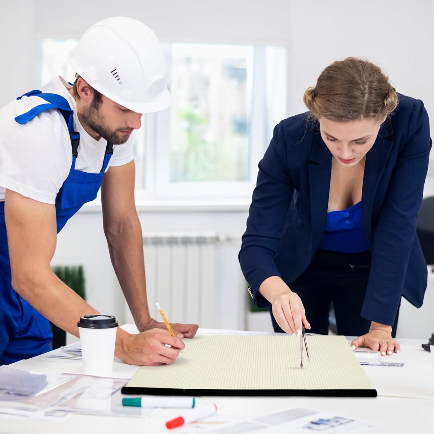 Fainne Large Engineering Graph Paper Pad 22''x17'' Landscape 4" x 4"Grid Pad Giant Drafting Sketching Graph Paper for Engineer Architect Designer Mathematician Draftsman(Beige and Brown)