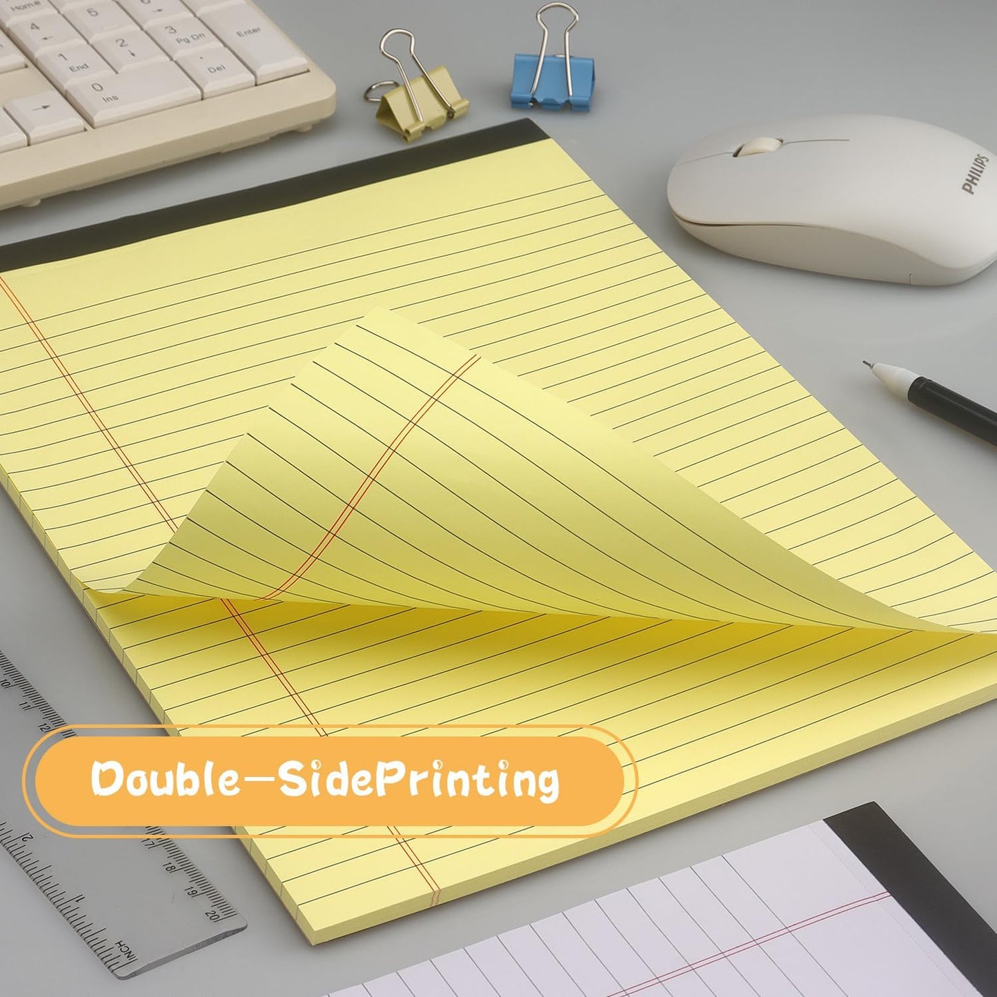 ZZTX Legal Pads 8.5 x 11 Inch Yellow Writing Notepad, Lined Writing Pads for Work Office School, 50 Sheets Per Pad, A4, 1 Pack