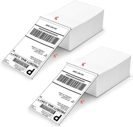 4x6 Thermal Labels, 2 Packs of 500 4x6 Fold Labels - Compatible with JADENS, ASprink, Phomemo, Rollo, Zebra, Omezizy and Other Thermal Printers