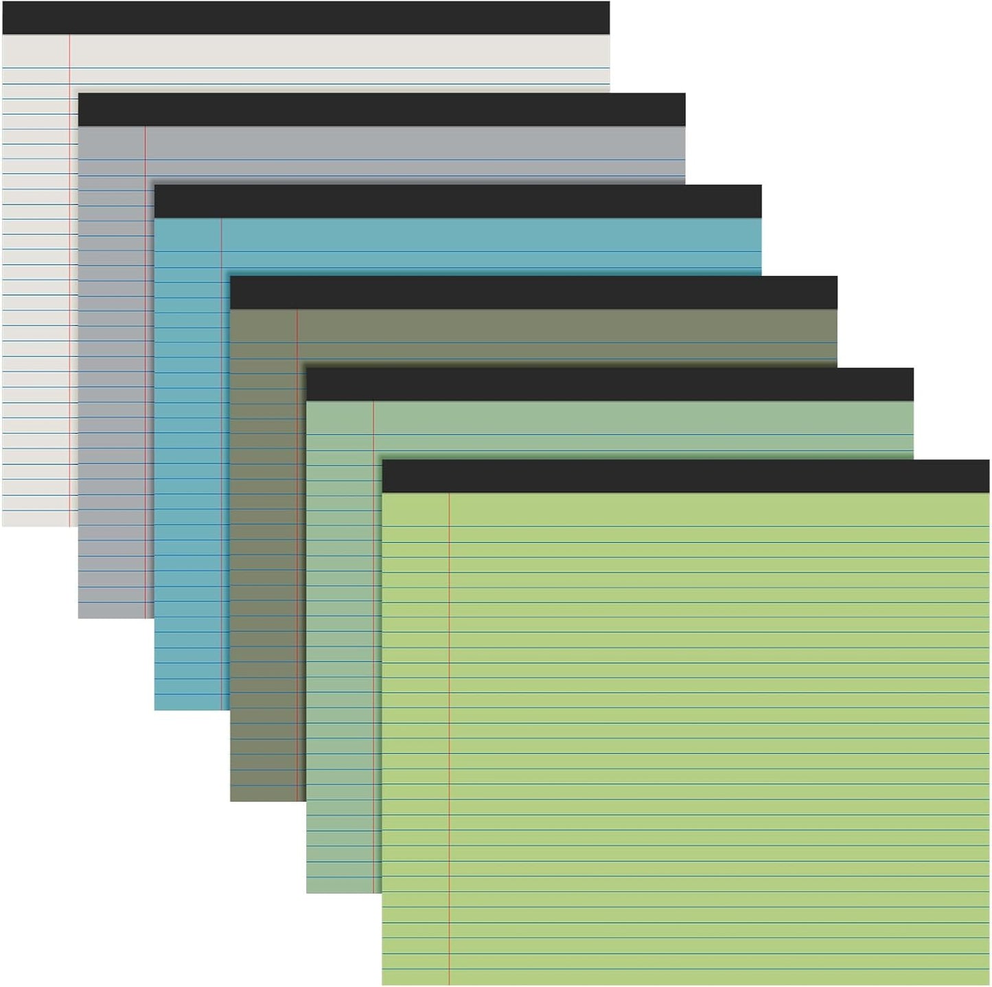 Lincia 6 Pcs 11" x 9.5" Legal Pads College Ruled Notepad Landscape Notebook Horizontal Lined Notebook 80 Gsm Assorted Colors Paper Pastel Writing Pads for School Office, 40 Sheet (Natural Color)