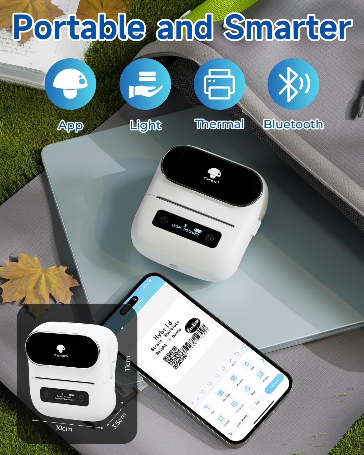 Phomemo M220 Label Maker, New Flagship 3.14 Inch Bluetooth Portable Thermal Label Printer for Barcode, Address, Labeling, Mailing, File Folder, Easy to Use, Support Phone&PC