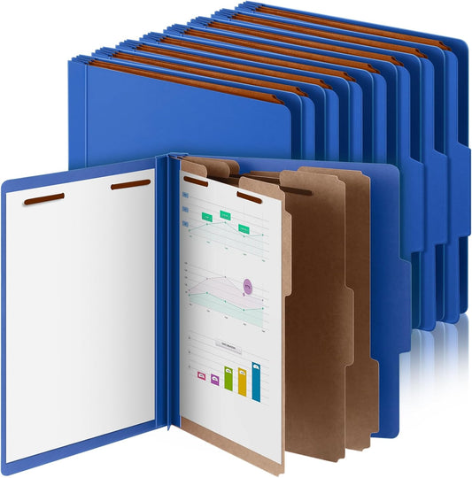 24 Pcs Classification Folders Letter Size, 3 Divider Pressboard File Folder with Fasteners, Expanding File Organizer Bulk for Teachers, Clergy, Office, Church, Christmas Donations (Dark Blue)