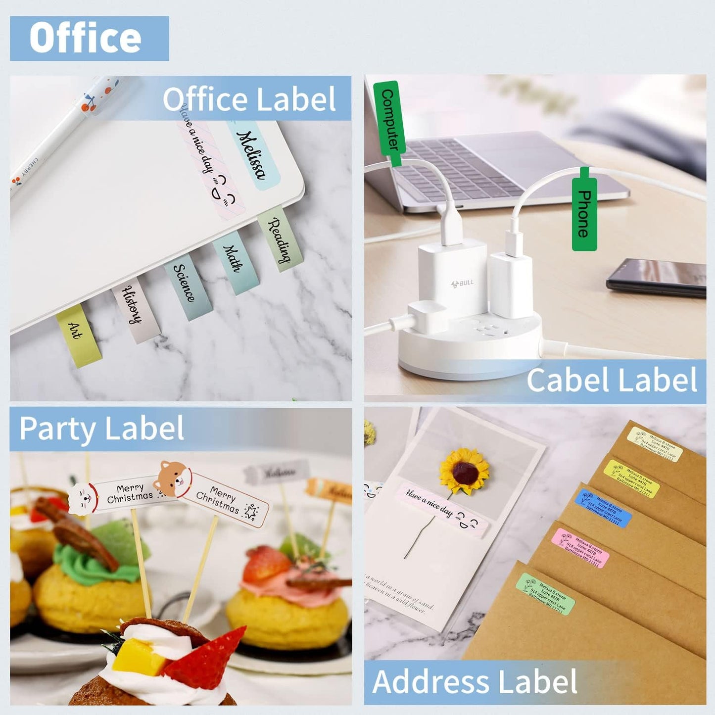 D110-M Label Maker Sticker Machine-Thermal Label Printer Inkless Portable Bluetooth Label Sticker Maker, Mini Bulk Printer for Business Home Office Compatible iOS Android USB Rechargeable-Green