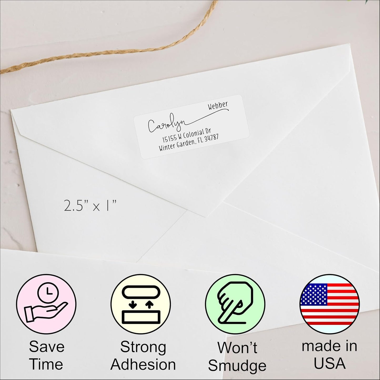 White Address Labels - Personalized Return Address Labels, Custom Printed Mailing and Shipping Labels for Envelopes, Packages, Business, Home Use (Joyful Script)