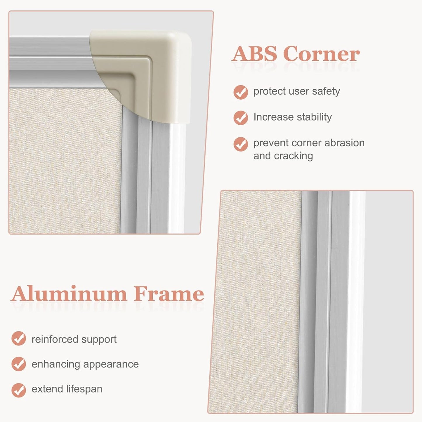 Double-Sided Large Cork Board with Linen, 60" x 40" Foldable Hanging Aluminum Framed Bulletin Board, Vision Board Pin Board Corkboards for Walls, Office, School Decor, 20 Pushpins