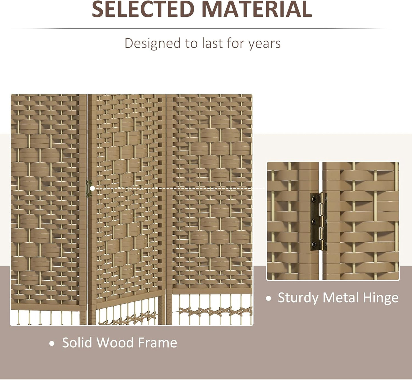 NicBex Room Divider 4 Panel Room Dividers with Woven Paper Design Partition Room Dividers and Folding Privacy Screens 5.6 FT Wall Divider for Office, Room Separation,63.6" W x 0.5" D x 67" H, Natural