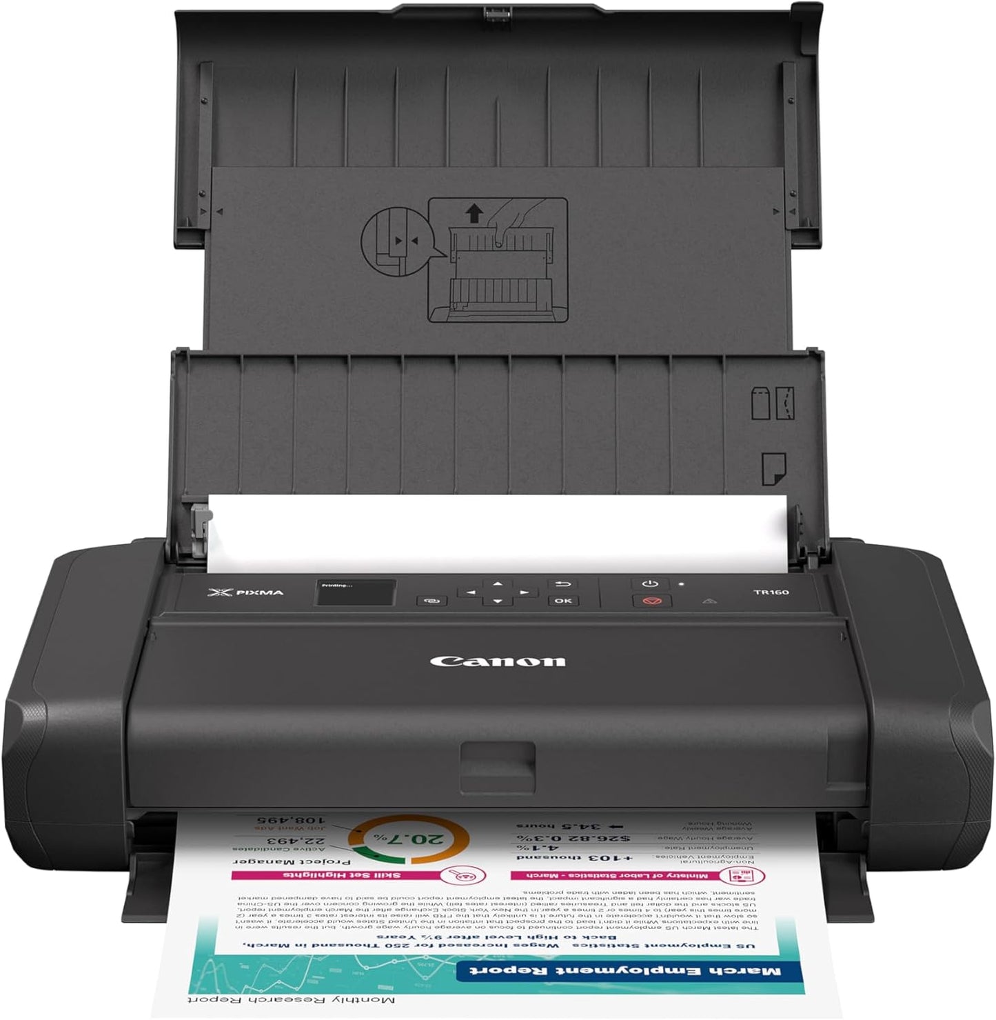 Canon PIXMA TR160 Wireless Portable Printer, 50-Sheet Paper Tray and 1.44" Display