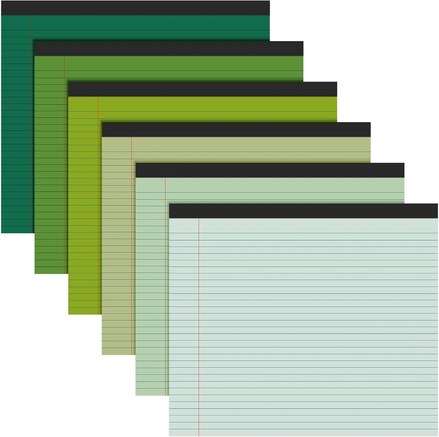 Lincia 6 Pcs 11" x 9.5" Legal Pads College Ruled Notepad Landscape Notebook Horizontal Lined Notebook 80 Gsm Assorted Colors Paper Pastel Writing Pads for School Office, 40 Sheet (Gradient Green)