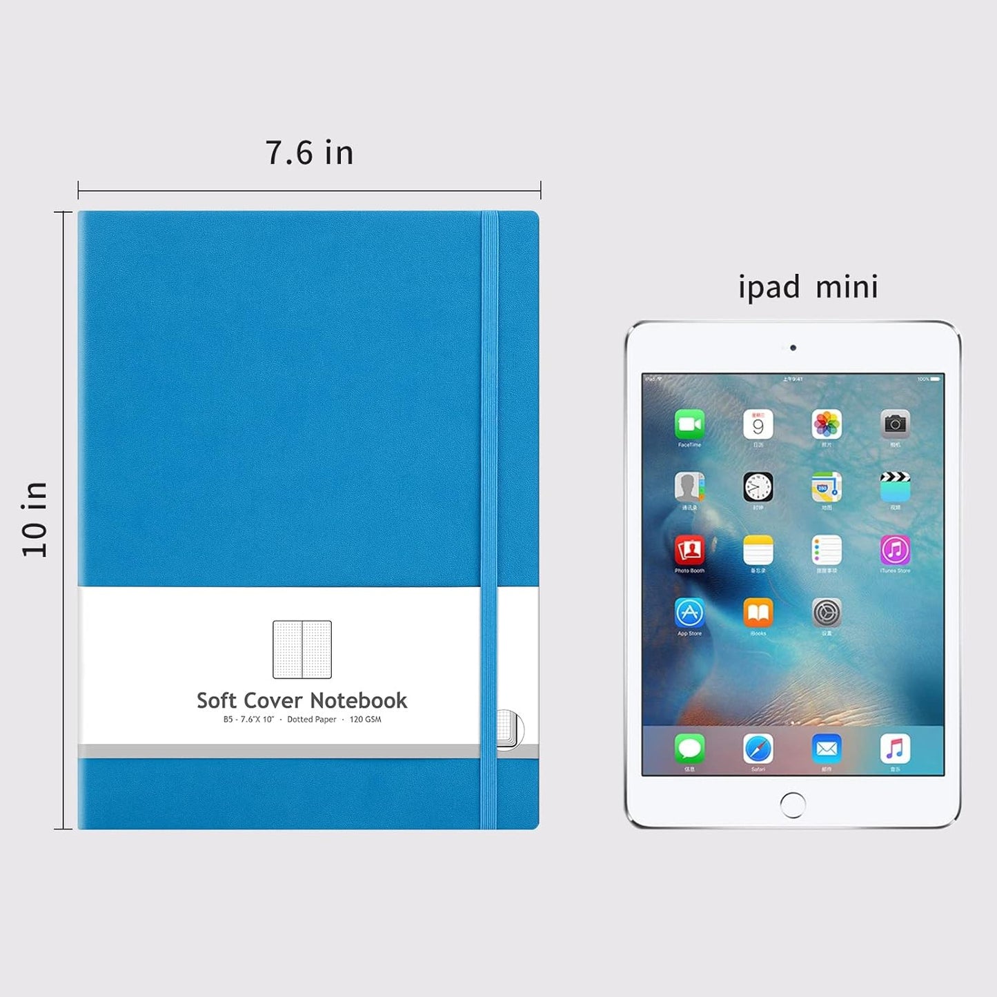 AHGXG Bullet Dotted Journal 2 Pack - B5 Large Journal Dot Grid Notebook (7.6'' X 10'') with Thick 120gsm Dot Paper, Soft Leather Cover, Total 384 Pages, Inner Pocket - BlackBlue