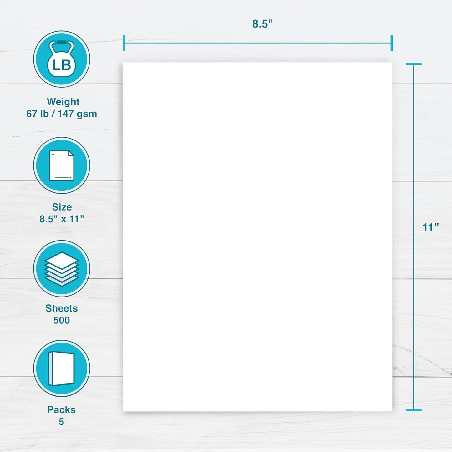 Printworks White Cardstock, 67 lb, 96 Bright, FSC Certified, (5 pack bundle) 500 Sheets, 8.5 x 11 Inch (00540C)