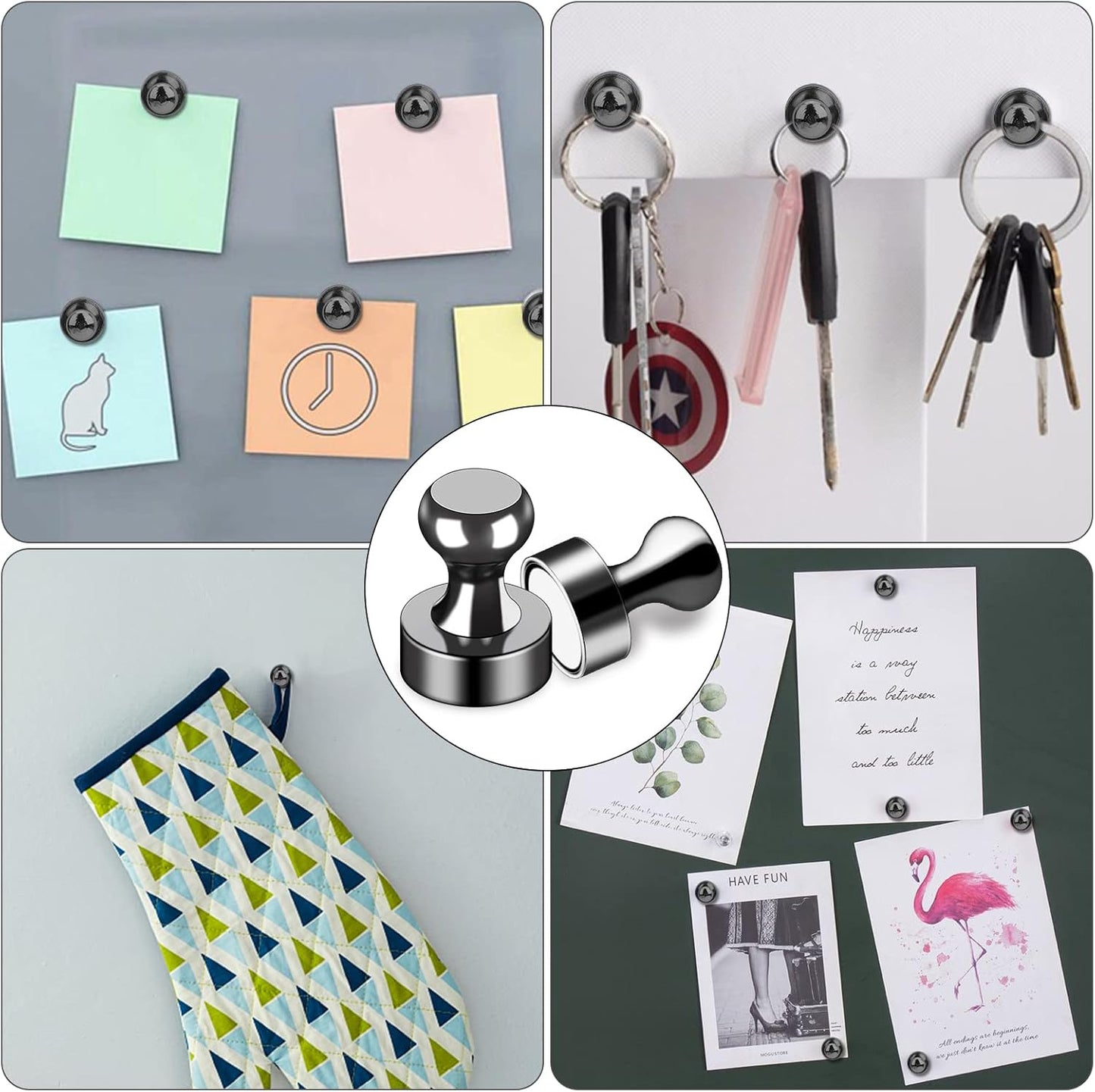 LOVIMAG 12Pcs Black Fridge Magnets, Small and Strong Magnets for Whiteboard, Office, Classroom, Map, Kitchen