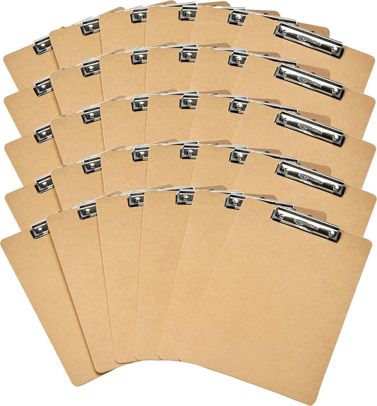 Amazon Basics Hardboard Office Clipboard,Letter Size, 9" x 12.5", 30-Pack, Brown