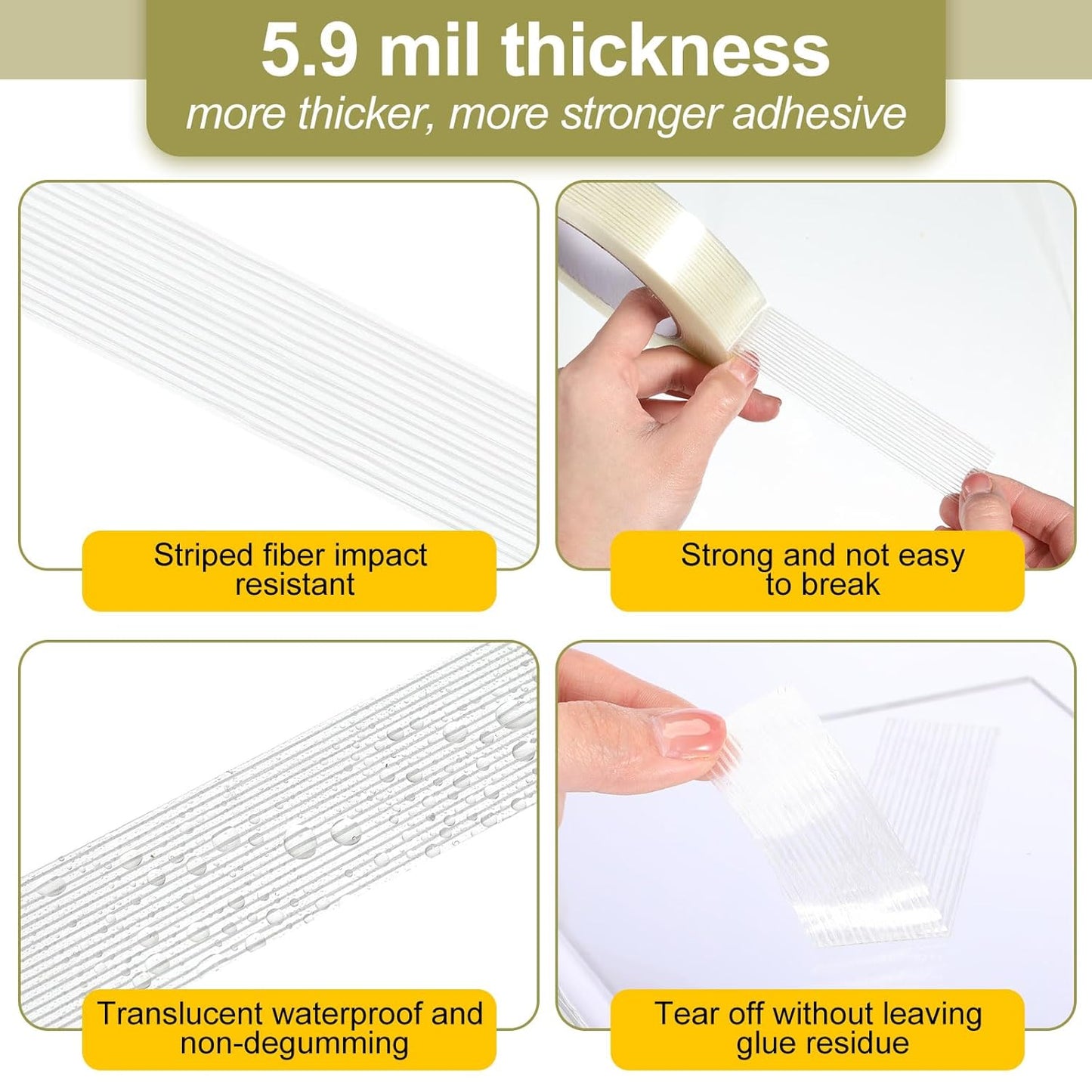 Treela 30 Rolls Filament Strapping Tape 5.5 Mil Transparent Reinforced Fiberglass Heavy Duty Packing Shipping Tape for Sealing Binding Fixing (1 Inch X 60 Yards)