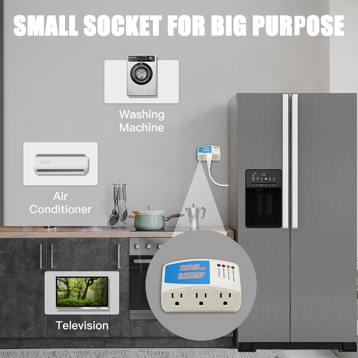 BSEED Surge Protector Power Strip for Home Appliance, 3 Outlet Power Surge Protector, Voltage Protector Brownout Surge Refrigerator 1875W, 120V, 15A, 1 Pack