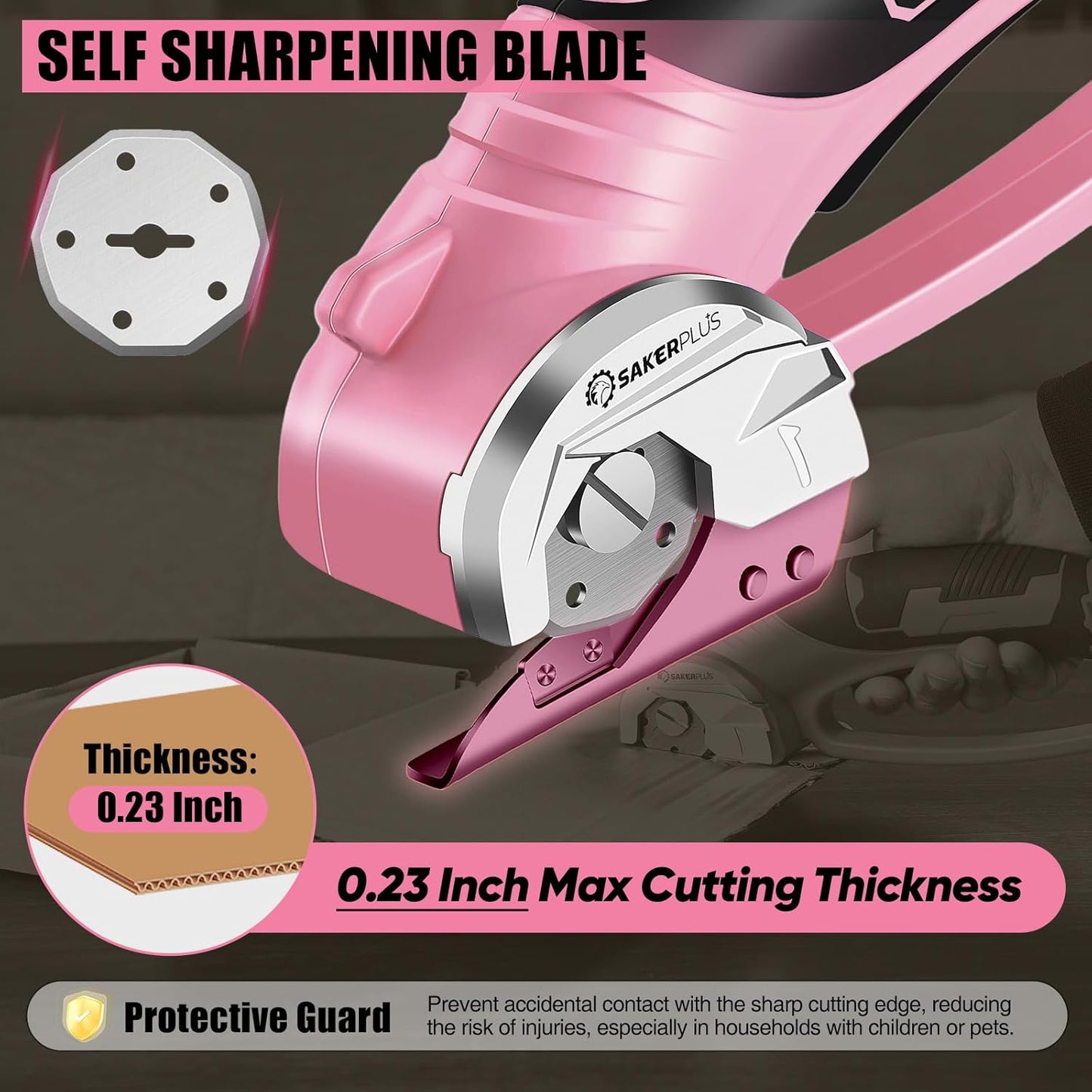 Cordless Electric Scissors,4V Rechargeable Cardboard Box Cutter Heavy Duty Fabric Scissor with Safety Lock & LED Light,Power Rotary Cutter for Leather Carpet Plastic Cutting,Sewing,Crafting