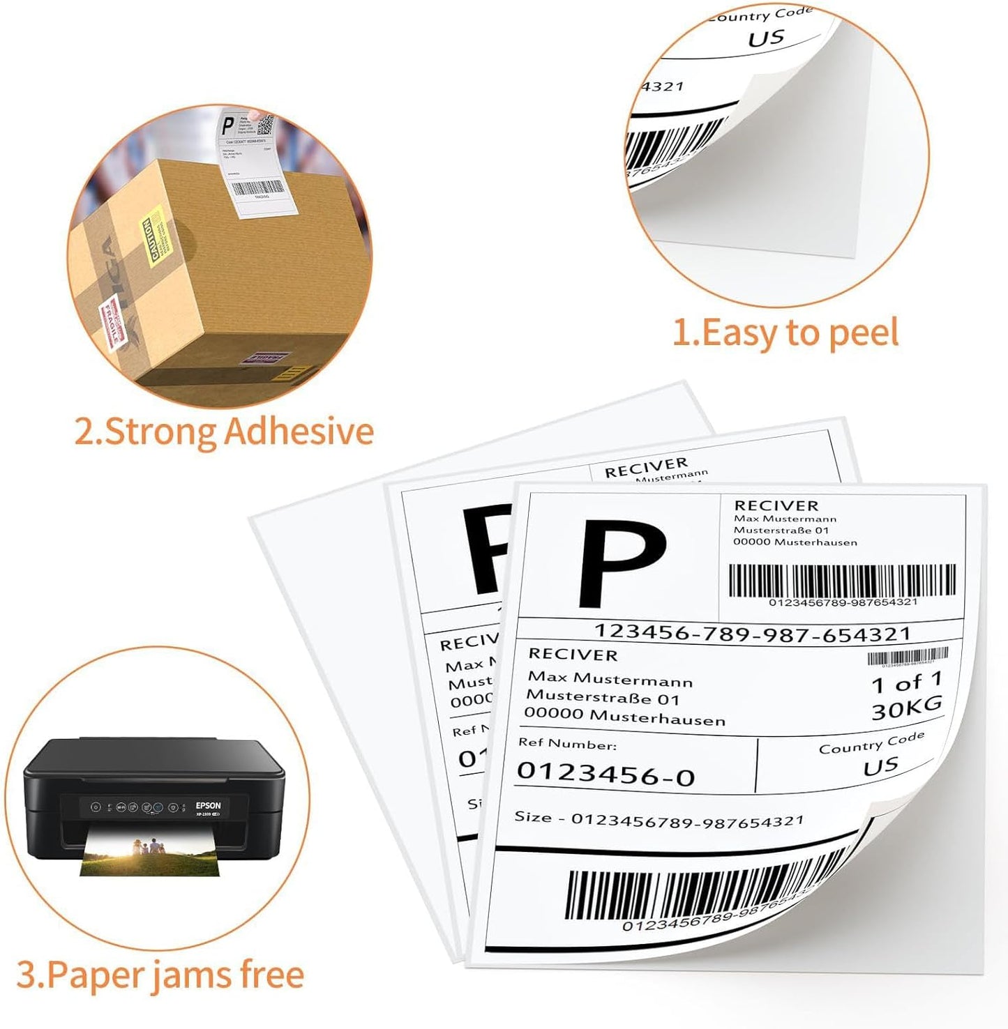 8.5" x 11" Sticker Paper for Inkjet Printers - 150 Sheets Full Sheet Shipping Labels Printable Full Page Labels 8.5×11 White Sticker Paper for Laser Printing - Matte