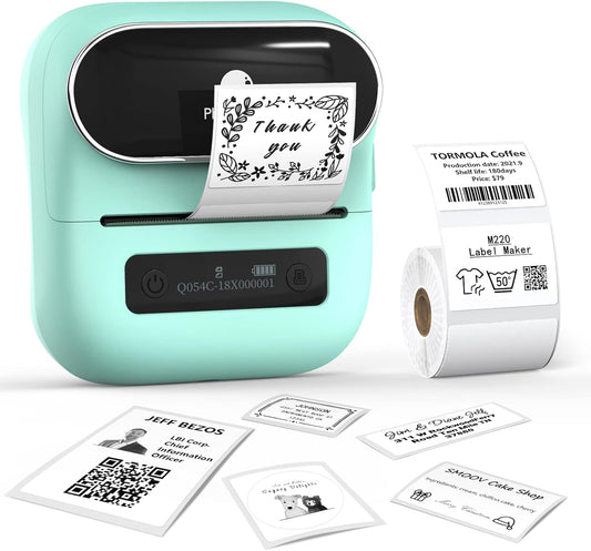 Phomemo M220 Label Maker, New Flagship 3.14 Inch Bluetooth Thermal Label Printer for Barcode, Address, Labeling, Mailing, File Folder, Portable Maker Easy to Use, Support with Smart Phone&PC