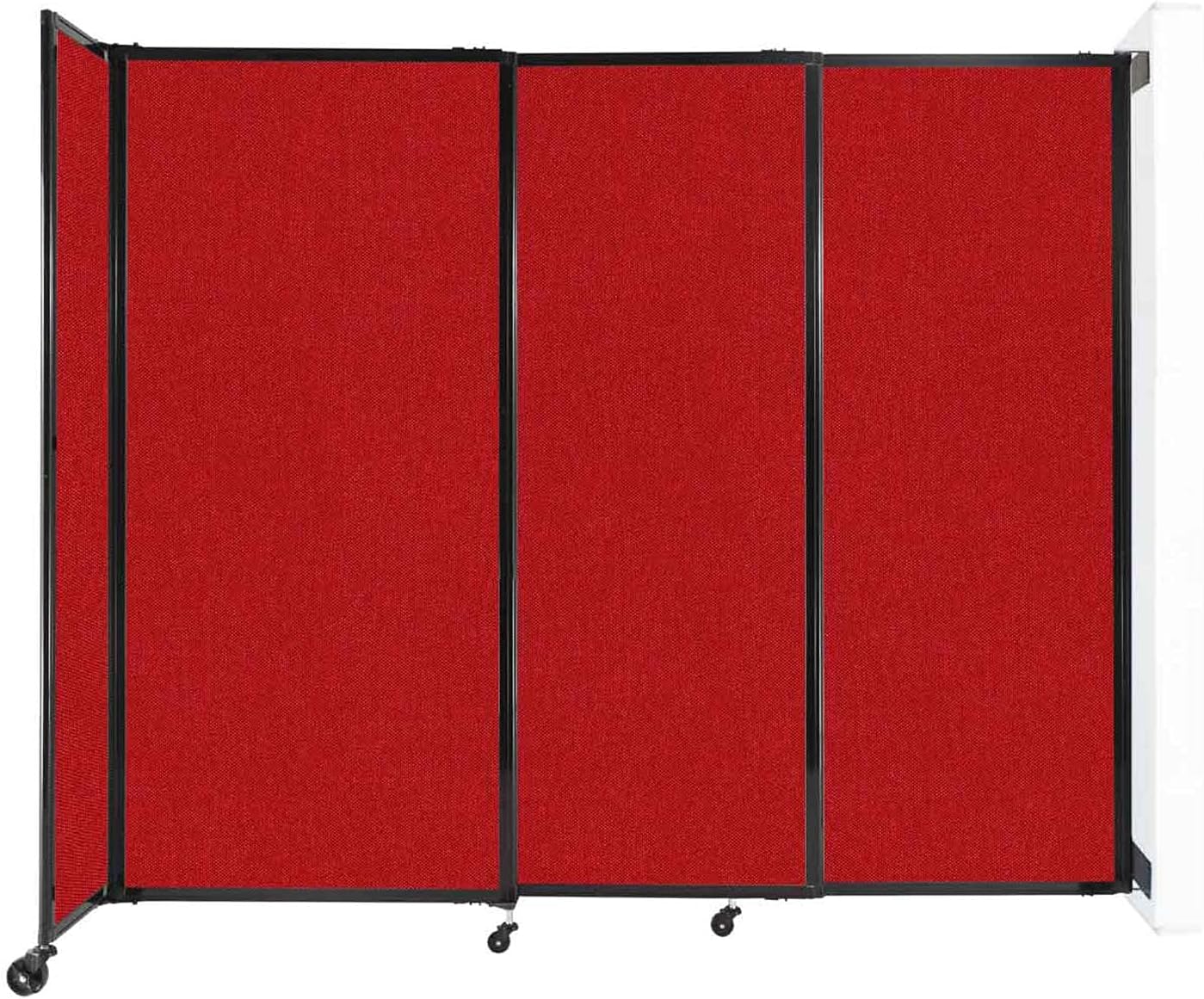 Wall-Mounted Sliding StraightWall Room Divider | Adjustable Widths | Locking Wheels | Room Separator | Up to 7'2" Wide x 6' Tall Red Fabric Panels
