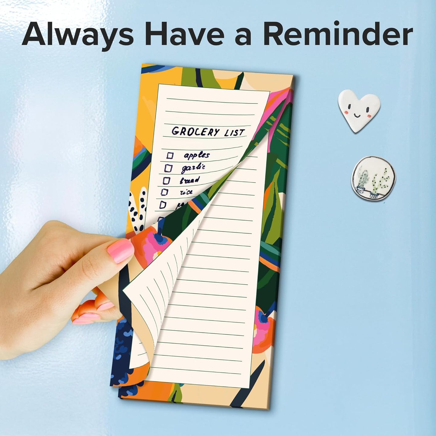 X-bet MAGNET Magnetic Notepads for fridge 200 sheets, grocery list pad for fridge, double gummed paper with color printing, magnetic shopping list pad for fridge (4 pack 50 sheets)