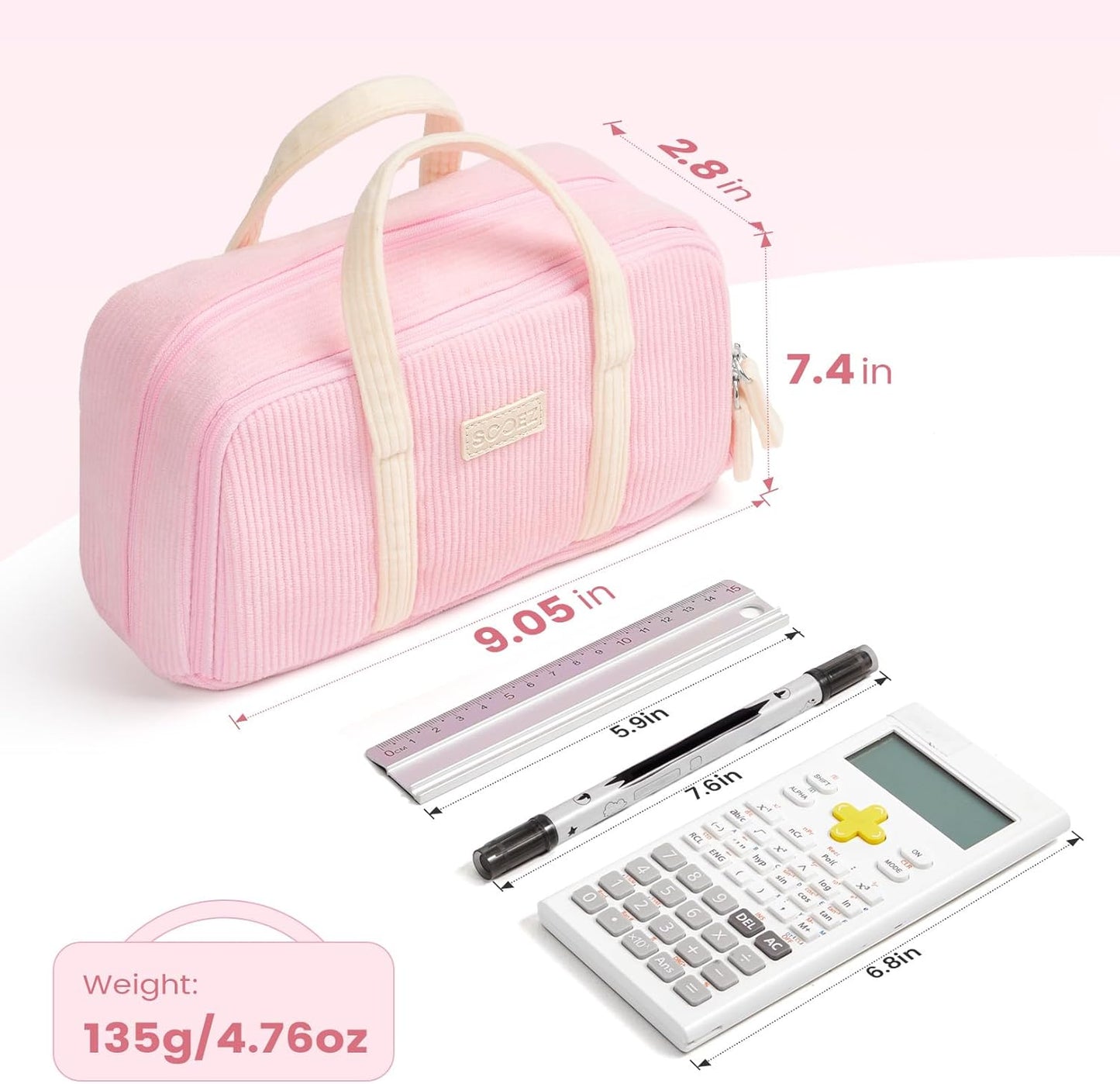 Sooez Large Pencil Case Pouch, Extra Big Pencil Bag with 5 Compartments, Pen Case Wide Opening, Soft Corduroy Pen Bag Organizer with Zipper, Cute Aesthetic School Supplies for Teen Girls, Purple