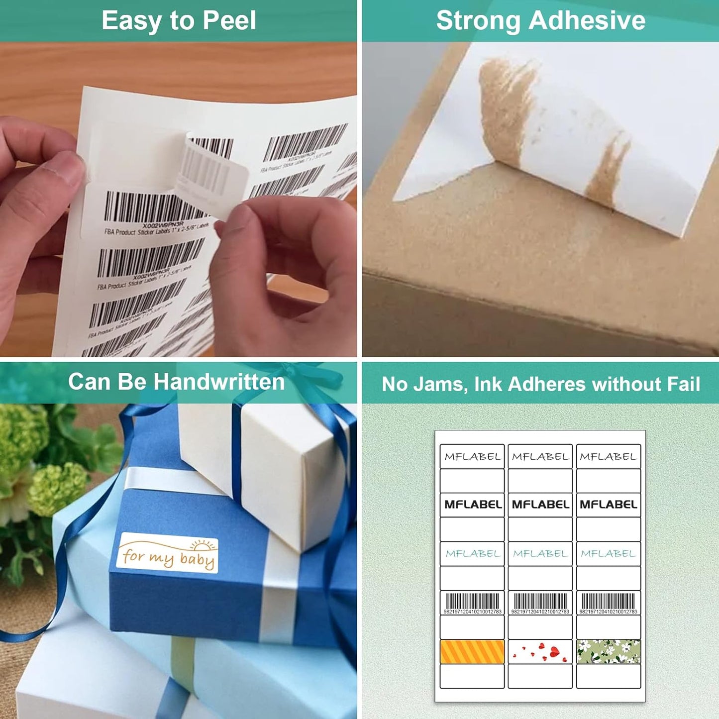 MFLABEL1 x2-5/8Address Mailing Labels, 30-UP White Shipping Label for Inkjet or Laser Printer, 1500 Sticker Label (50 Sheets), 30 Labels per Sheet