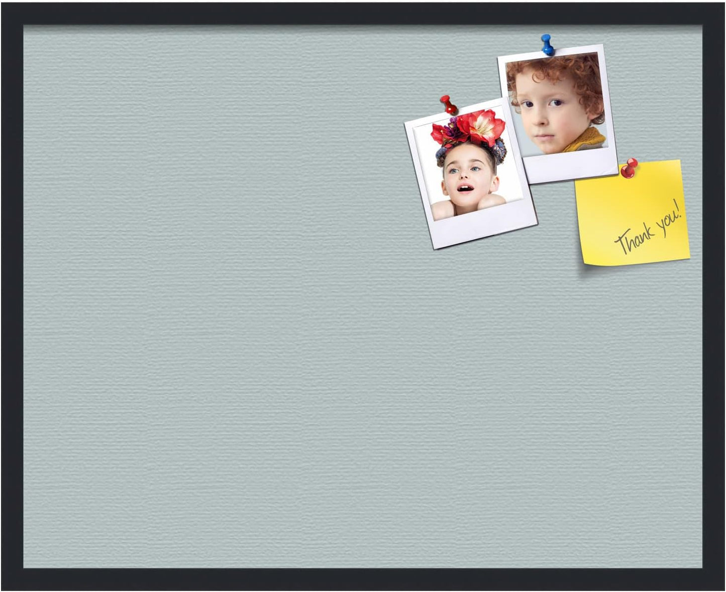 PinPix 30x24 Inch Cork Bulletin Board. This Decorative Framed Pin Board Comes with Soft Blue Design and a Satin Black Frame. Ideal for Home Office Decor or Message Board (PinPix-1814)