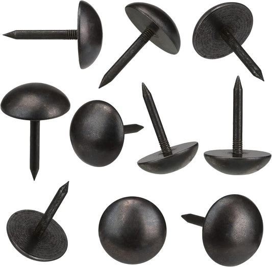 Retro Solid Pure Brass Tacks as Antique Upholstery Nails for Furniture, Decorative Push Pins for Wood,Carpet Tacks,Hardware Tacks,Cap Nails,Thumb Tacks，Brass Fasteners（7/10",18mm Black Color,10 Pcs)